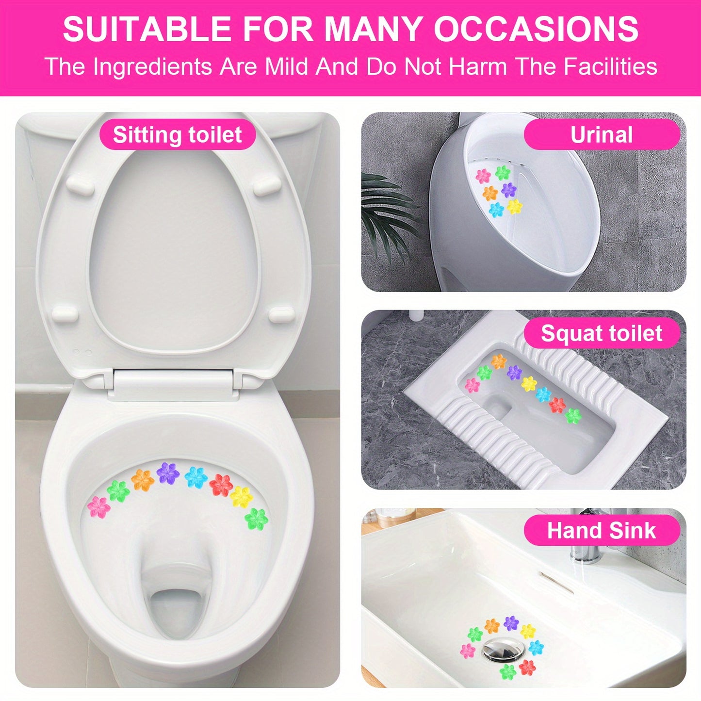 Toilet Bowl Cleaner with Gel Stamp - 4/6/8 pcs/Box, Stops Limescale and Stains, Air Freshening Scent, Deodorizing, Includes Dispenser