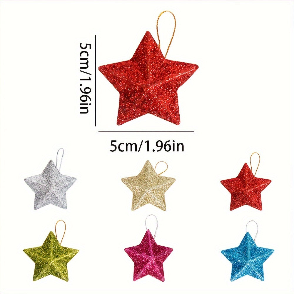 24 Golden Glitter Star Ornaments Christmas Tree Decorations for Festive Parties in 2025.