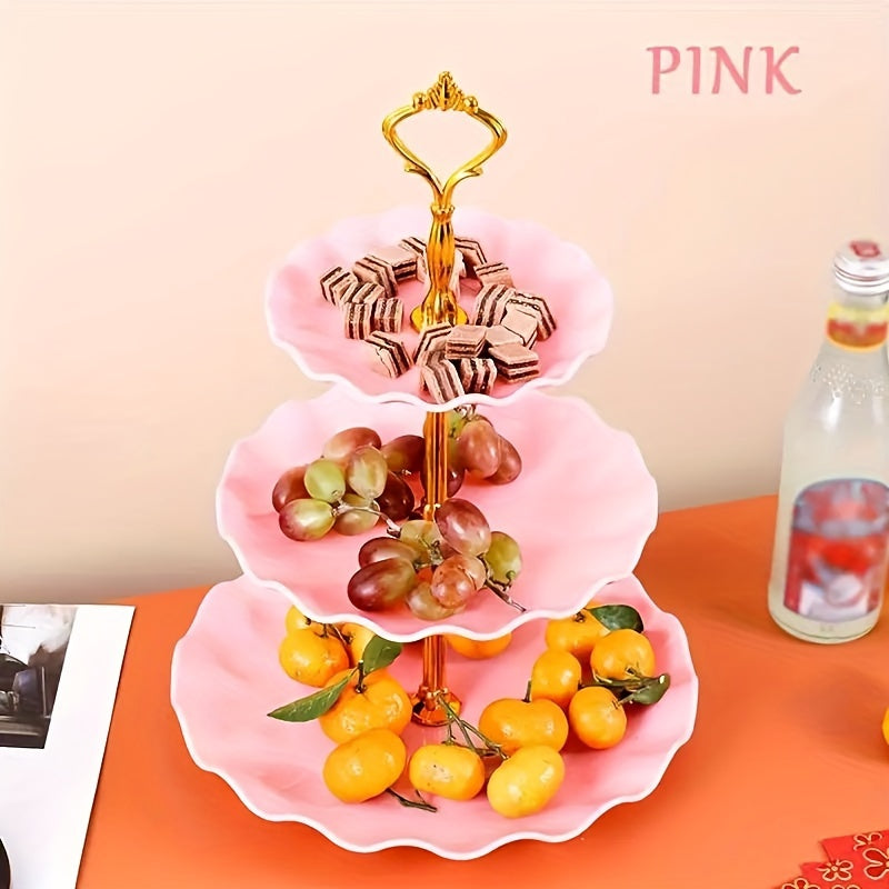 Stylish 3-Tier European Candy & Fruit Stand - Great for Holidays and Parties - Durable, Food-Safe Plastic