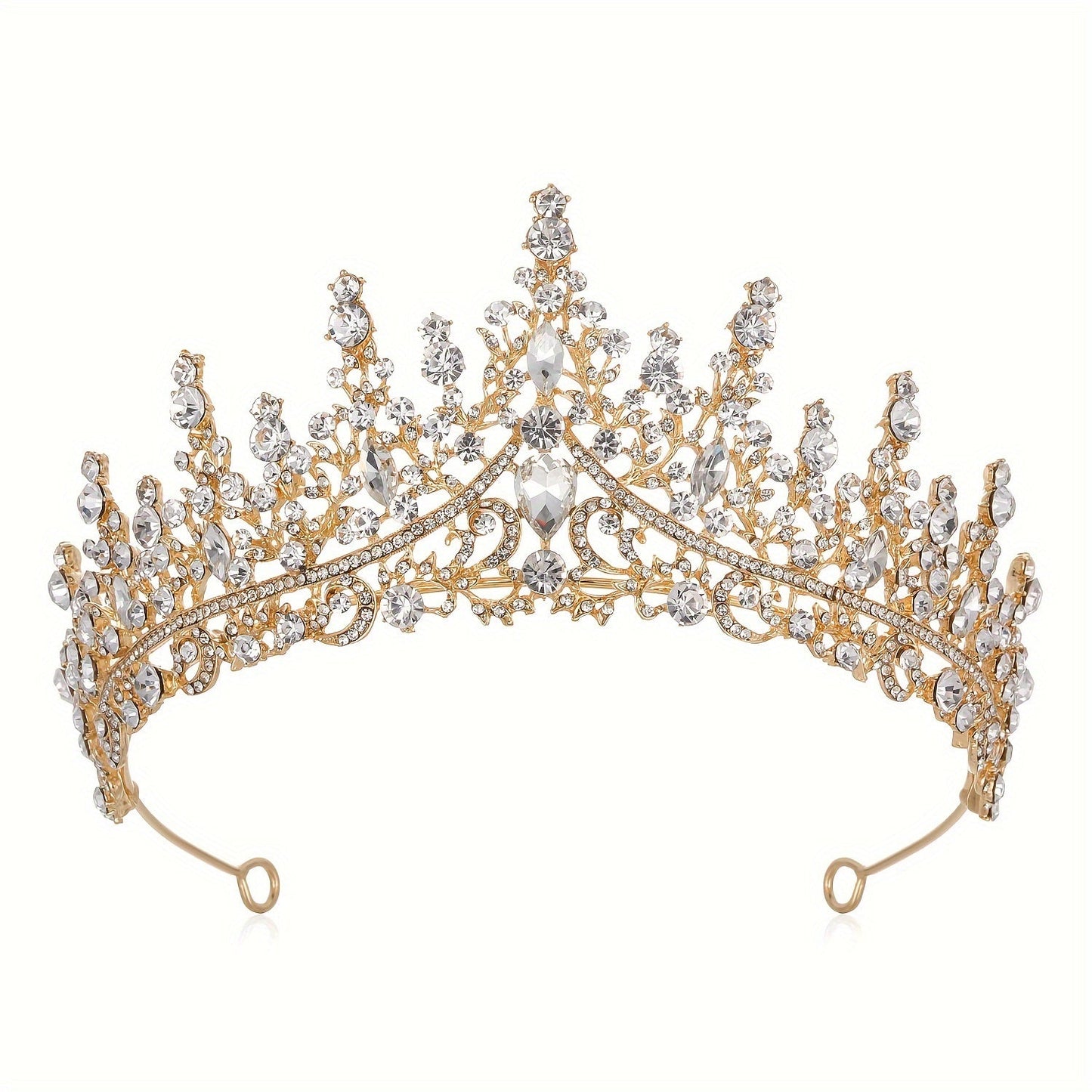 This exquisite Rhinestone Leaf Crown is perfect for a Royal Court-style bridal or princess tiara, ideal for birthday parties and performances. Hand wash only, adorned with full diamond detailing and crafted for a fashionable, regal look.