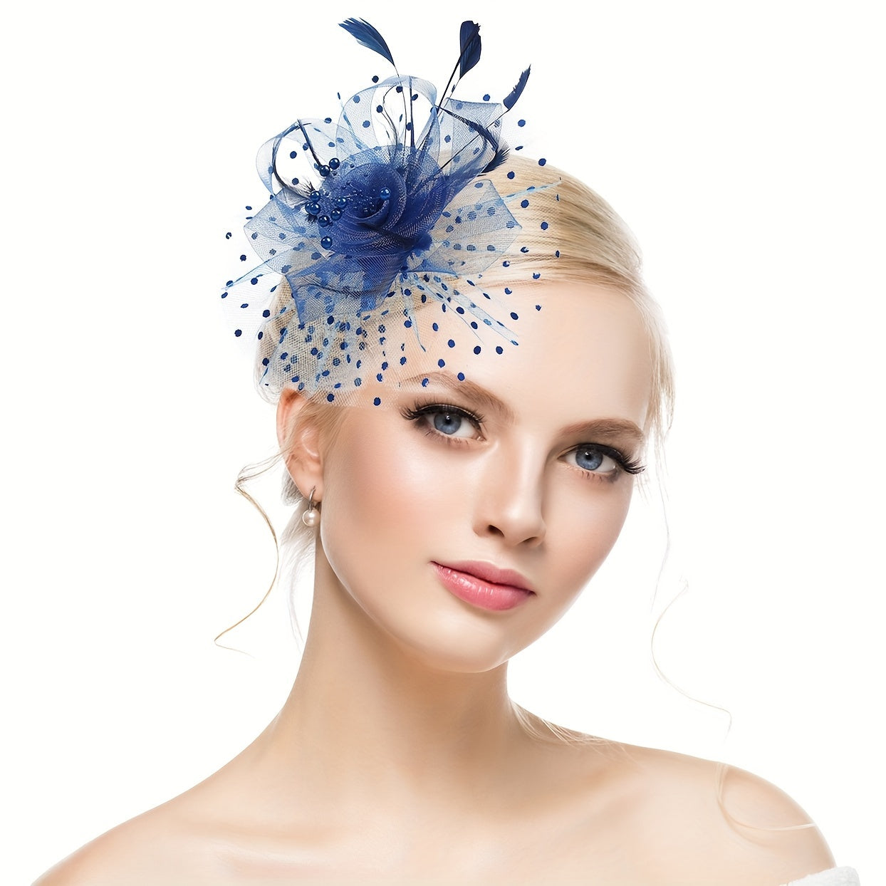 Classic Fake Feather Fascinator Hats, Netted Tulle Hair Clips, Sophisticated Headwear for Tea Parties, Social Gatherings, and Formal Dinners