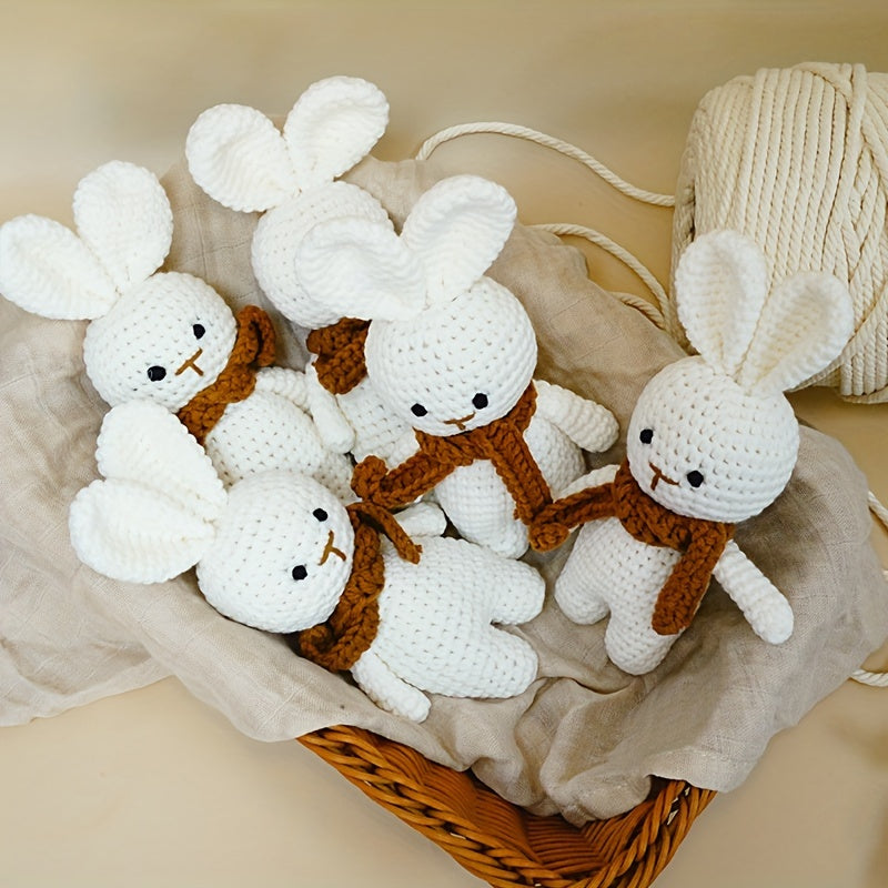 Soft, safe, and adorable handcrafted cotton animal plush toy - bunny - perfect for young children aged 0-3 years. This cute and cuddly bunny doll makes a great gift for baby showers, holidays, or Easter. Ideal for newborn baby gifts.