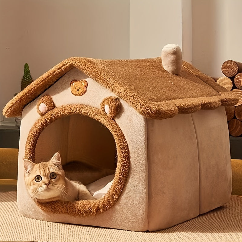 Cat and small dog cozy polyester bed, removable and washable for winter warmth