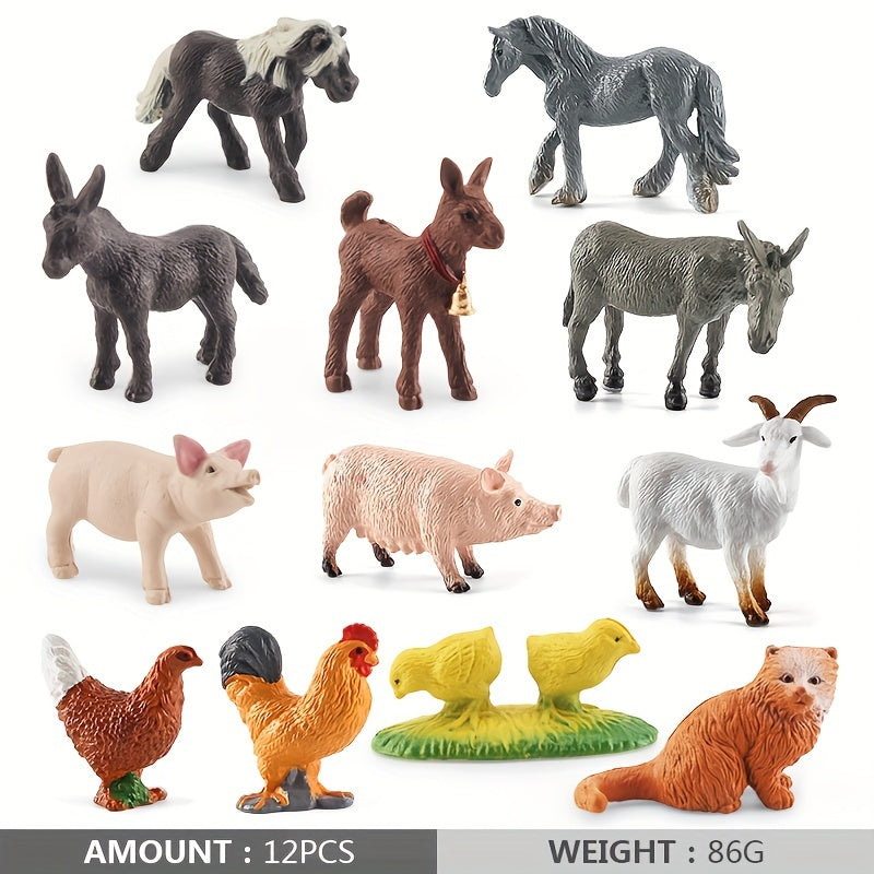 Fantarea Miniature Farm Animals set: Realistic and suitable for kids aged 3-8.