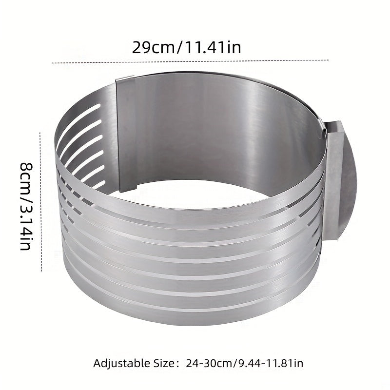 Cake Slicing Tool - Adjustable Stainless Steel Cake Cutter Ring with 7 Levels for Perfect Slices - Two Size Options Available: 15.24-20.32cm or 22.86-30.48cm