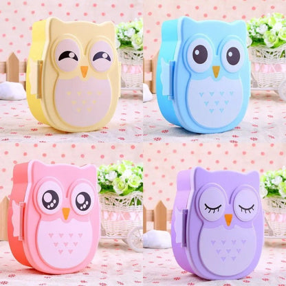 Convenient Lunch Box decorated with a Cartoon Owl, crafted from BPA-free plastic, perfect for Picnics or School, and includes separate compartments for organization.