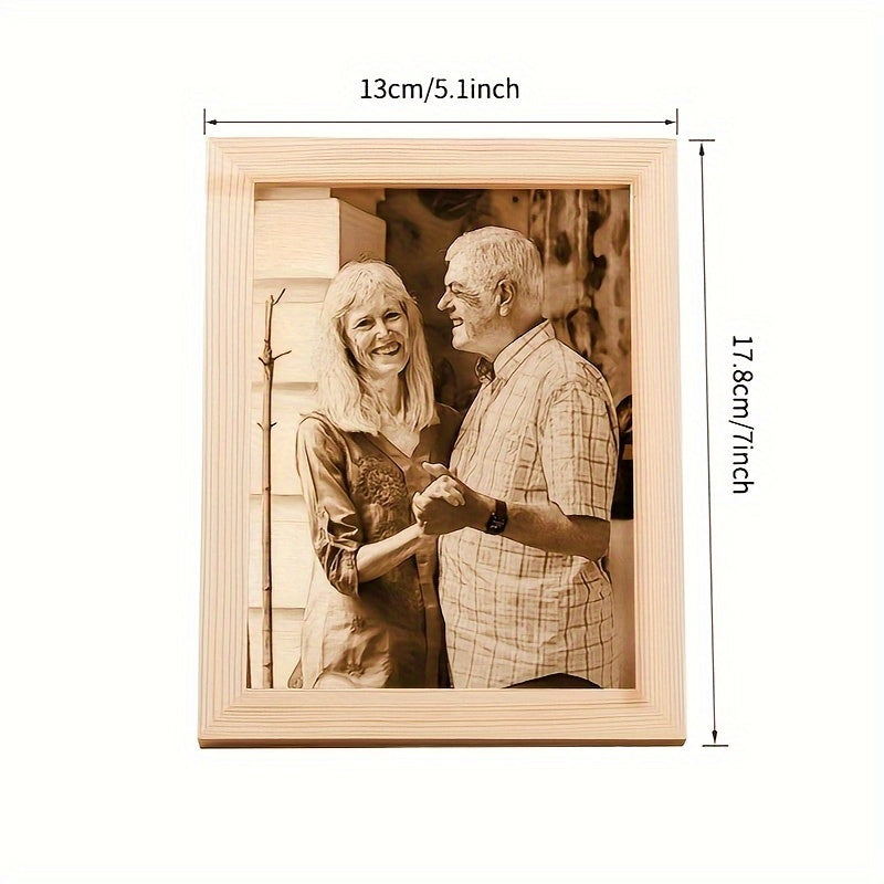 Customized Wooden Photo Frame - Engraved Picture Frame for Couples, Ideal for Birthday, Anniversary, Wedding, and Valentine's Day Presents.