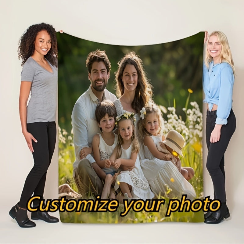 Personalized Flannel Blanket with Custom Photo - Modern Design, Suitable for All Seasons, Easy to Clean, Made with 100% Polyester, Lightweight, Perfect for Grandparents, Family, and Friends | Great for Birthdays or Special Occasions