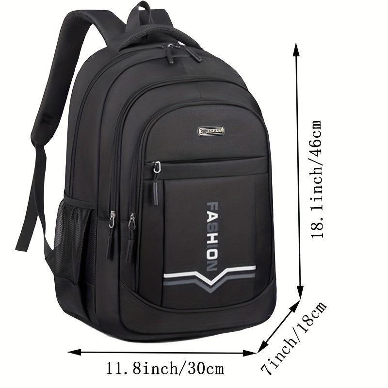 Nylon backpack with tassel detail for teens and adults, ideal for daily commute. Adjustable straps, polyester lined, and zipper closure. Suitable for ages 15+.