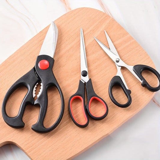 Set of 3 Kitchen Scissors - Stainless Steel Shears, Multi-Purpose Meat Scissors, Essential Kitchen Gadgets and Accessories