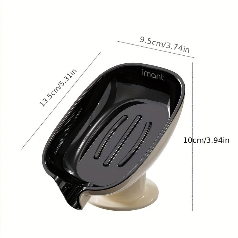 Durable plastic oval soap dish with an elegant, self-draining design for bathroom use.