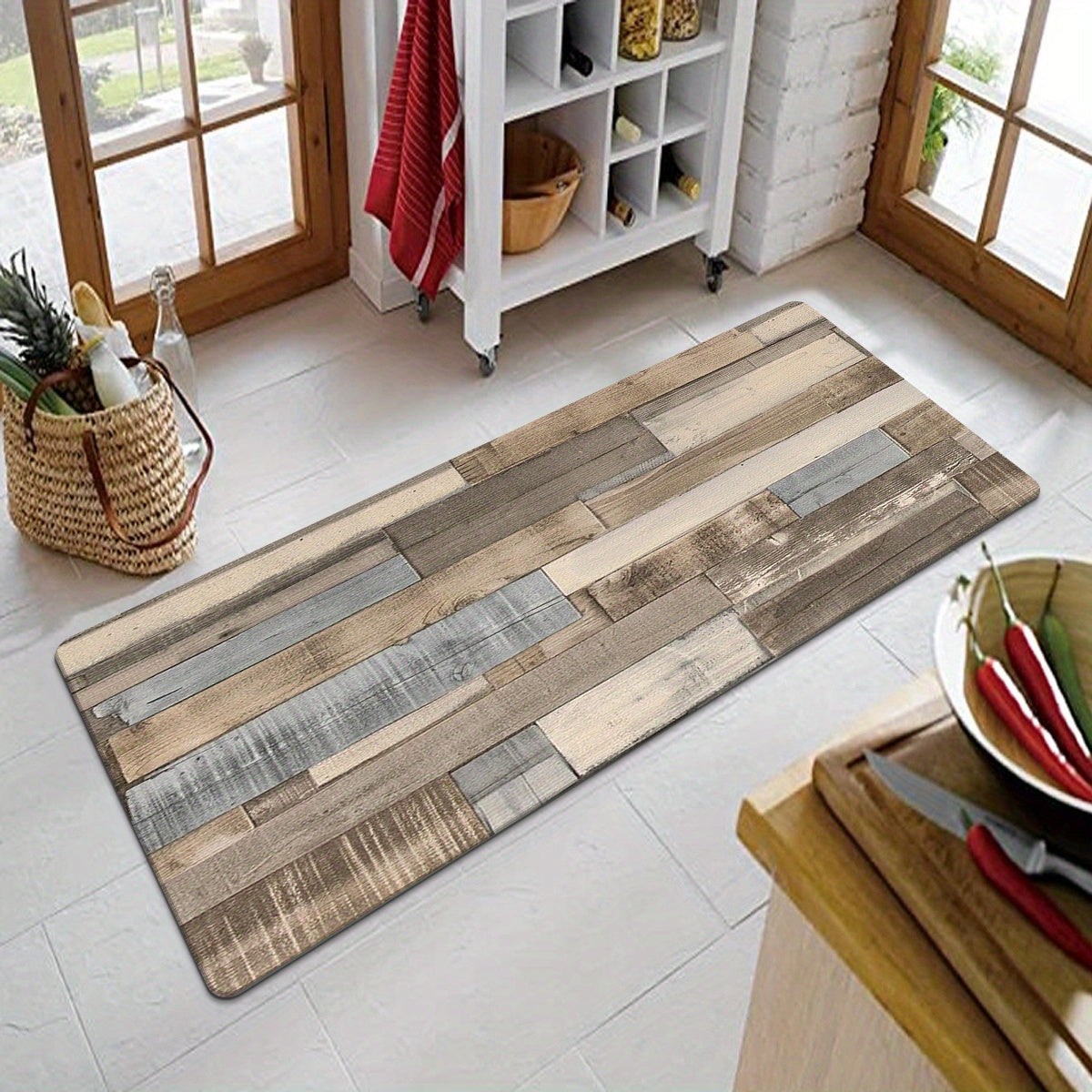 Absorbent non-slip floor mat prevents damage and odors in home bedrooms and kitchens.