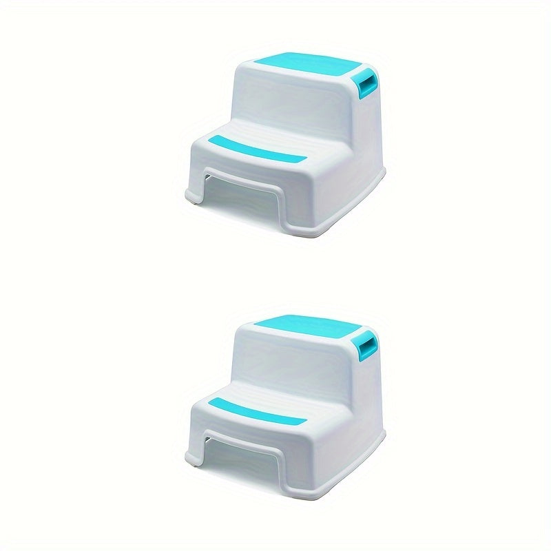 Step stool set made of plastic, perfect for children aged 3-12. Features a non-slip design and is easy to clean.