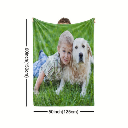 Customize your own 280g Flannel Blanket with personalized family and couple photos. This soft and cozy all-season throw is breathable, tear-resistant, and machine washable.