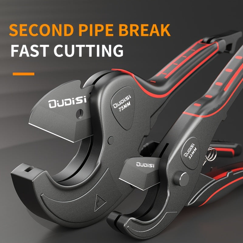 OuDiSi Professional Pipe Cutter with Alloy Steel Blade for effortless cutting of PVC, PPR, and PE pipes. Durable construction for all pipe types.