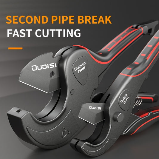 OuDiSi Professional Pipe Cutter with Alloy Steel Blade for effortless cutting of PVC, PPR, and PE pipes. Durable construction for all pipe types.