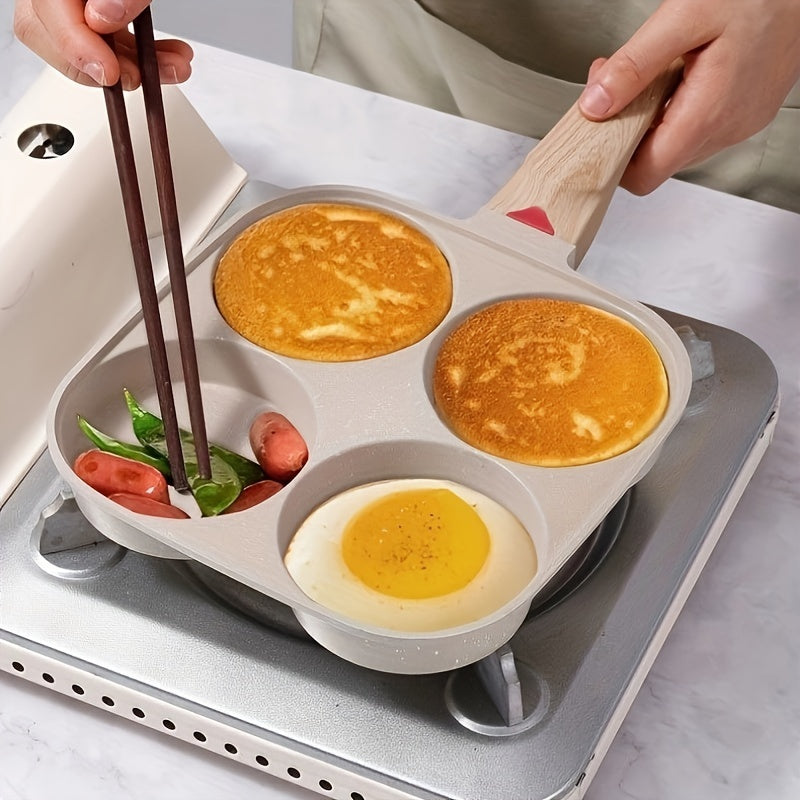 Pan for Fried Eggs with Four Holes, Burger Pan, Pan with Flat Bottom, Pan with Non-stick Coating, Breakfast Pan for Home Use, Small Pan for Pancakes, Egg Pan