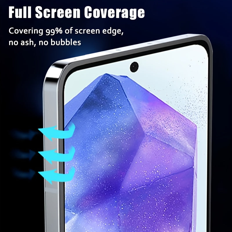 2pcs 4K Ultra HD Tempered Glass Screen Protector for Samsung Galaxy models, Glossy Finish, 9H Hardness, Scratch-Resistant, Anti-Fingerprint, with Dust-Proof Application Kit