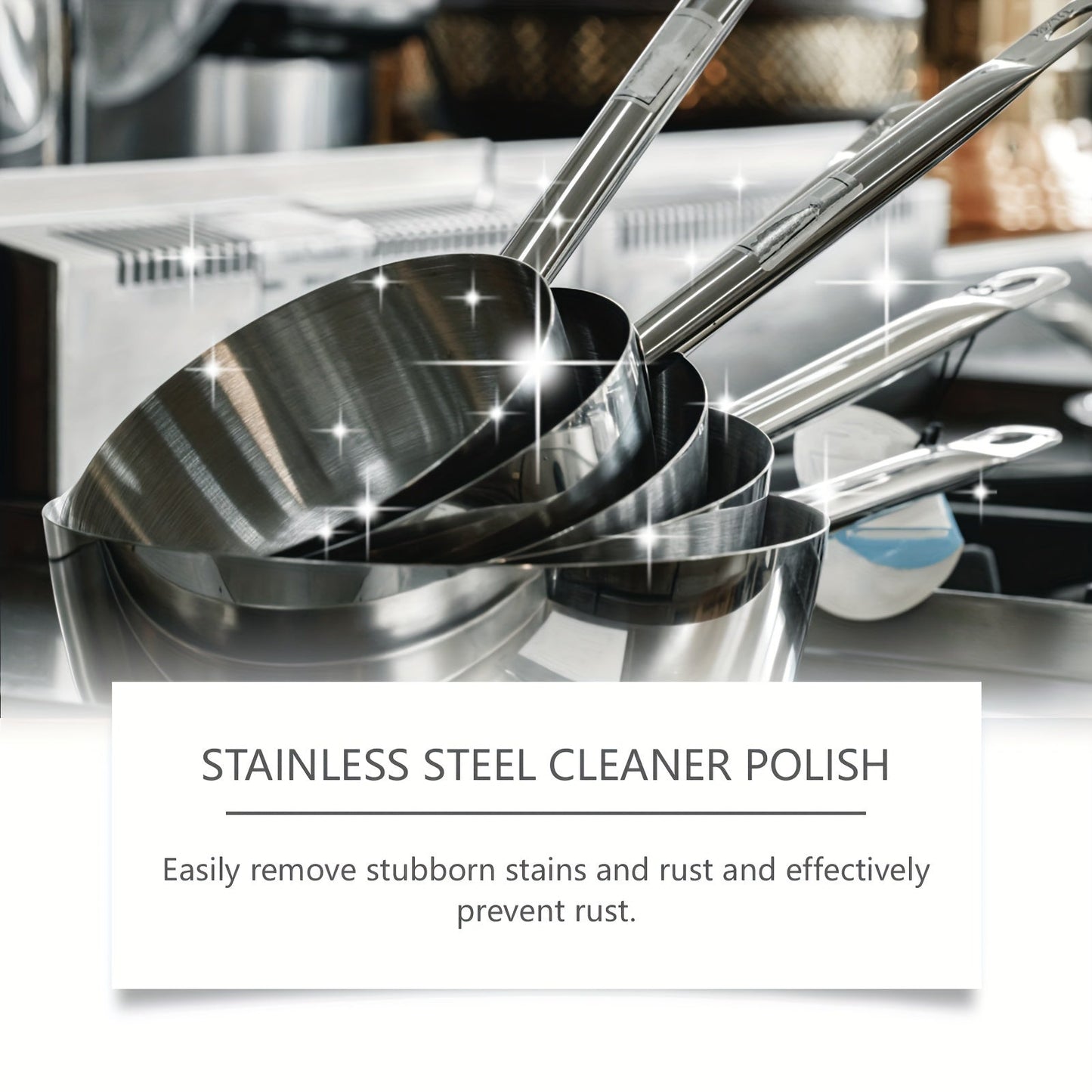 JAYSUNG Stainless Steel Cleaner Paste with Sodium Bicarbonate - Powerful Metal Surface Cleaner for Kitchen Pots and Pans, Rust and Heavy Oil Stain Remover, Low Odor Formula with Scouring Pad Included - 1 Piece