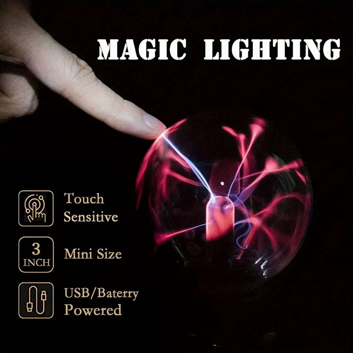 ArtisticNova's modern Plasma Ball Lamp is touch and sound sensitive, with interactive lightning effects. It comes with a freestanding USB cable, crystal shade, and is battery operable (battery not included). Perfect for any room.