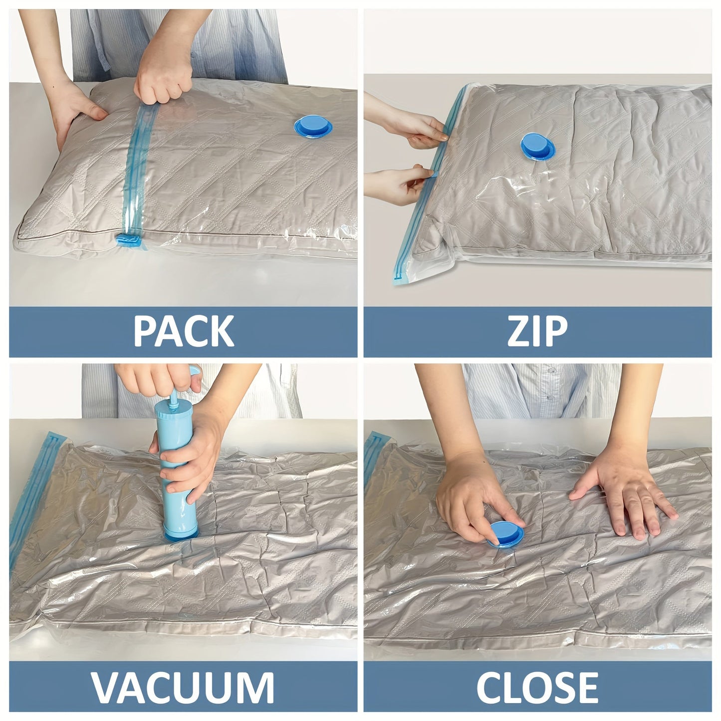 One piece of Vacuum Storage Bags designed for Clothes and Quilts - Versatile Rectangular Compression Bags with Zipper, Space-saving Storage Solution that does not require electricity, compatible with most Vacuum Cleaners and Hand Pumps.