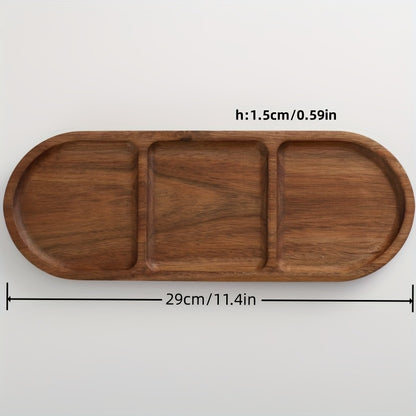 Acacia wood serving tray perfect for entertaining friends with snacks and treats in the home kitchen.