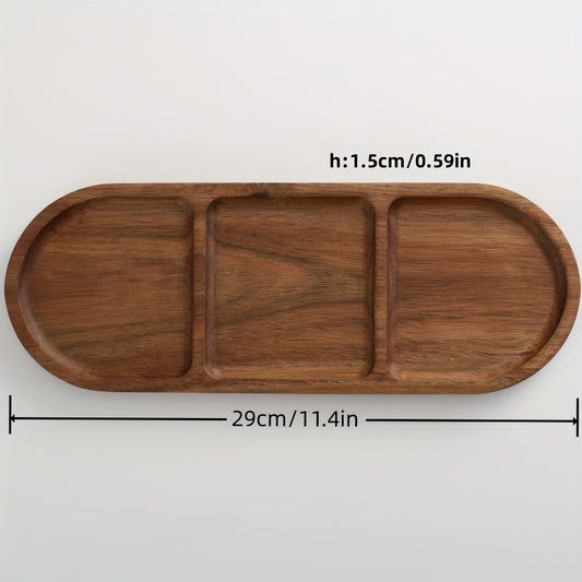 Acacia wood serving tray perfect for entertaining friends with snacks and treats in the home kitchen.