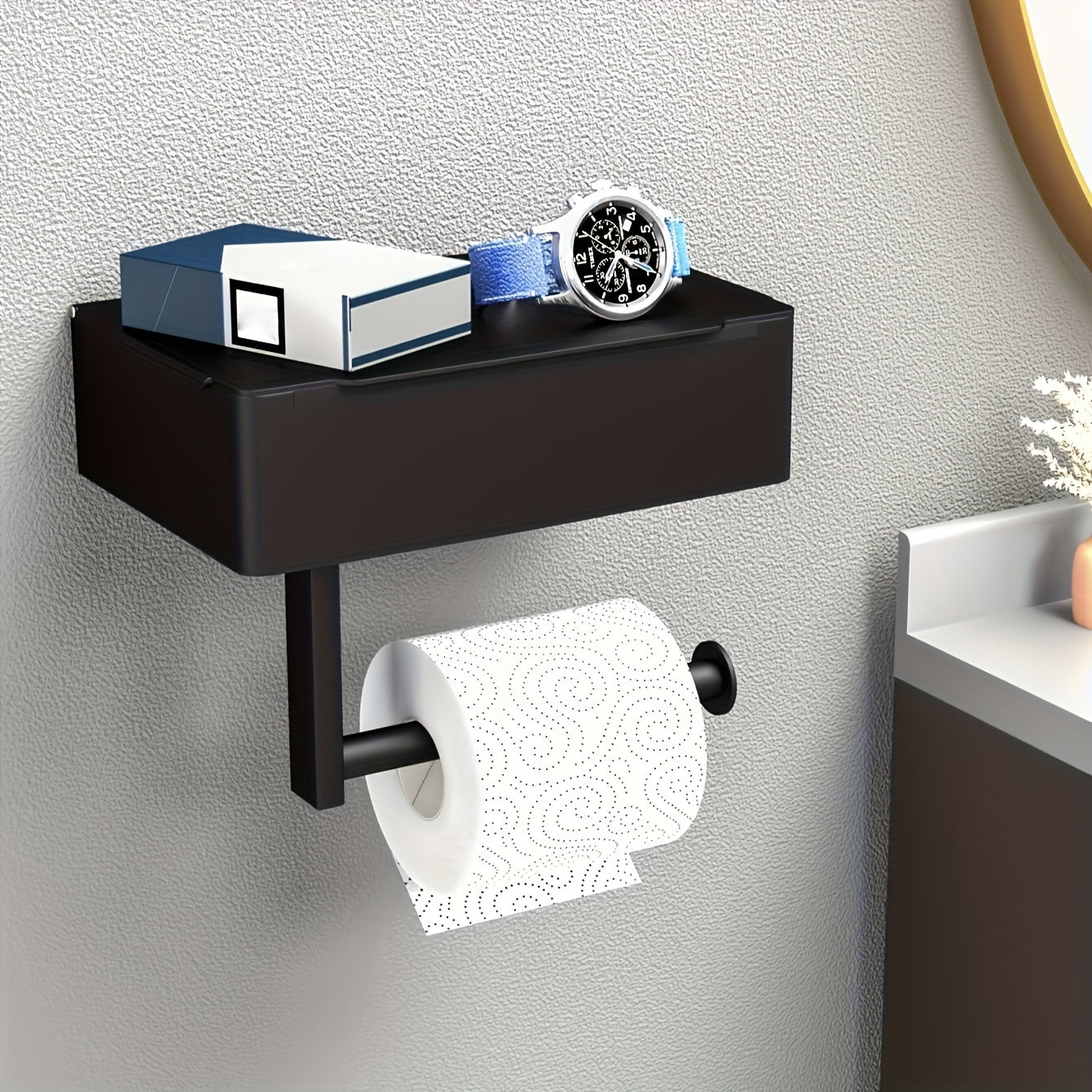 Wall-mounted stainless steel tissue holder for home and restaurant use, no drilling required.