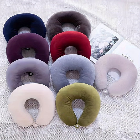 Soft and cozy U-shaped neck pillow for travel, office, and napping - perfect for airplanes and car rides