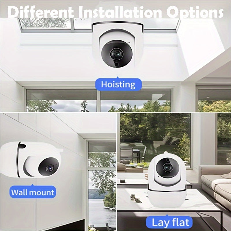 Home Security Camera - 1080p FHD Smart Surveillance Monitor with Night Vision, Two-Way Audio, Remote Viewing. Compatible with Smartphones, USB Powered for Indoor Use. Cloud Storage Optional, Memory Card Not Included. Suitable for Ages 14 and Up.