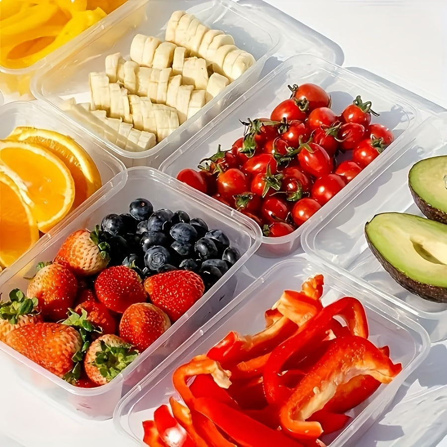 A pack of 15 BPA-free food storage containers, made of stackable PP plastic with lids, ideal for promoting healthy portion control and storing lunches, salads, and takeout meals. Perfect for kitchen and restaurant use, these disposable packaging boxes