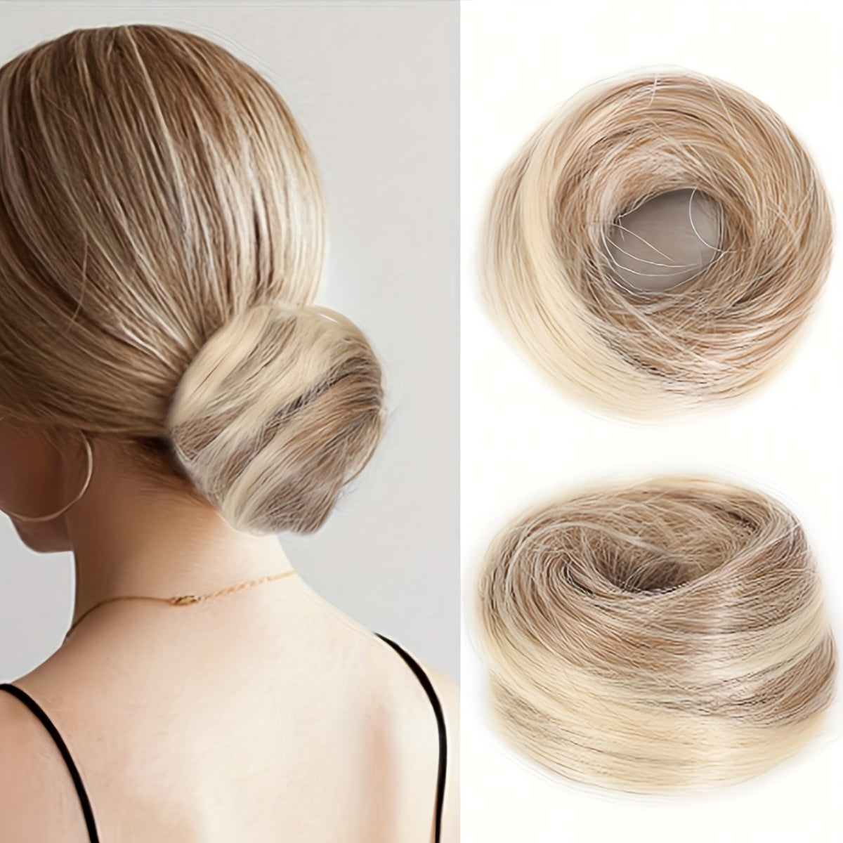 Stylish 3-inch synthetic hair bun ponytail extension for women, ideal for parties and casual wear.