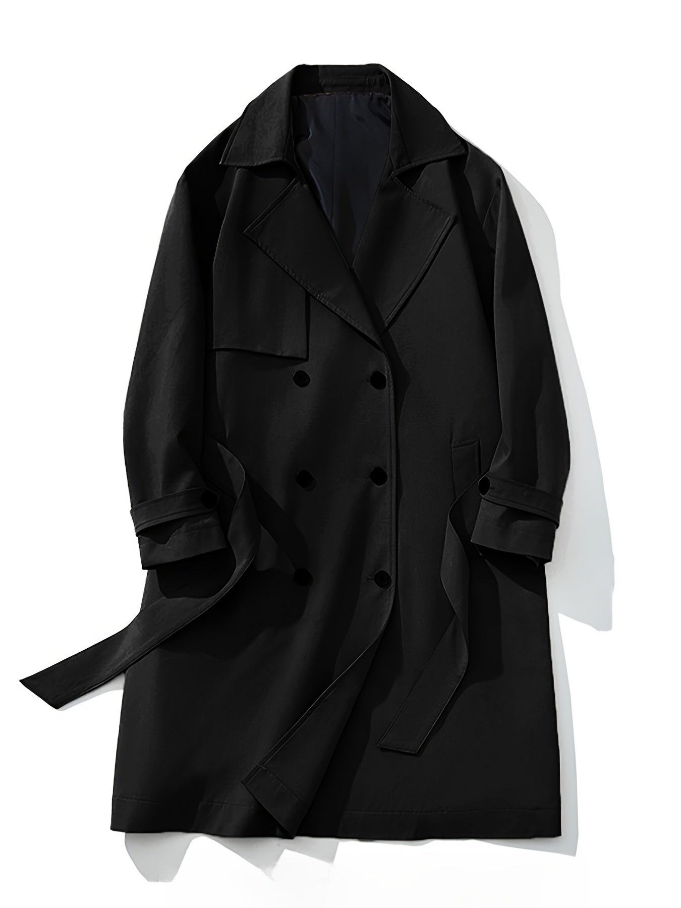 Men's double-breasted overcoat with pockets for outdoor activities.