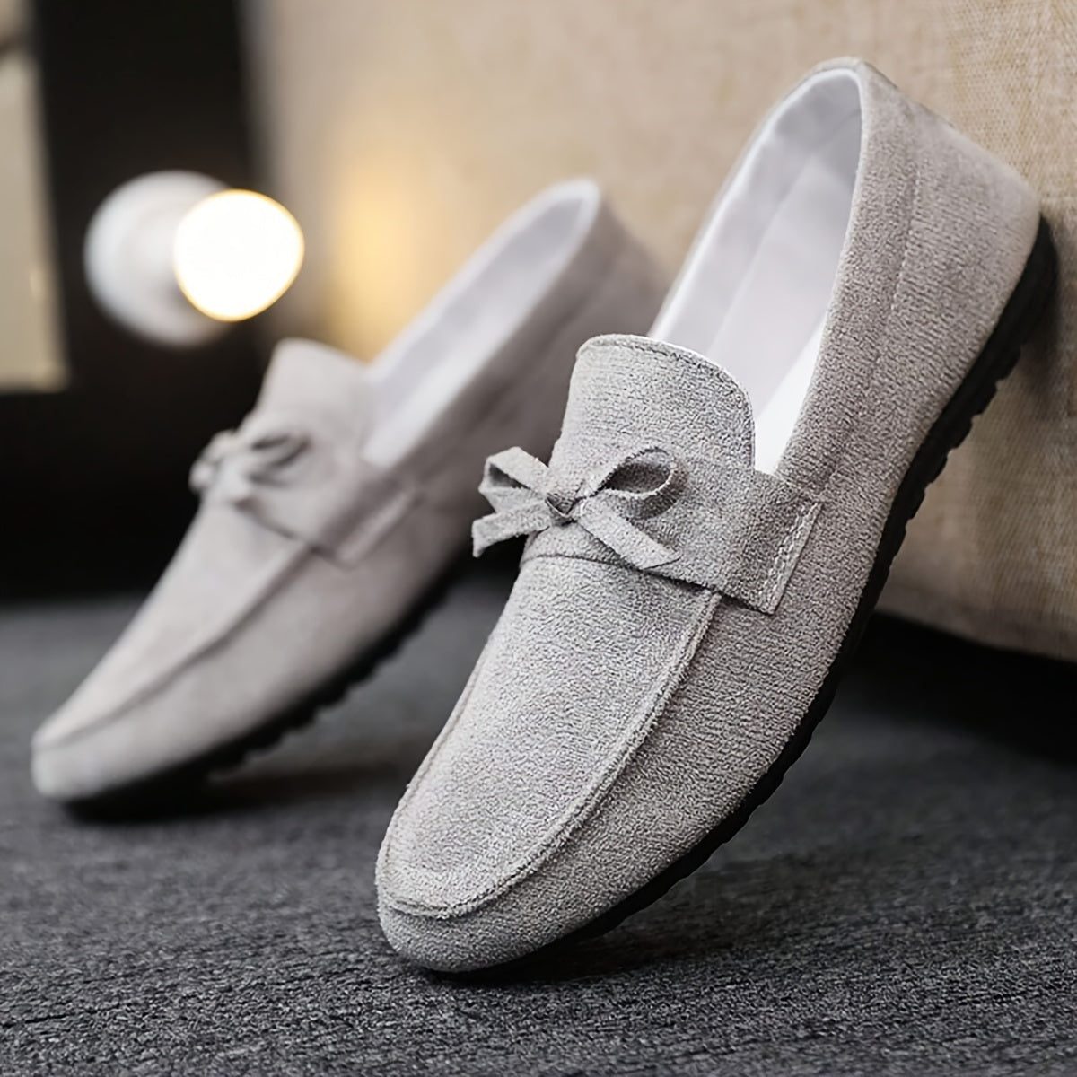 Men's slip on loafers with solid color, non-slip rubber sole. Suitable for banquet, office, and weddings.