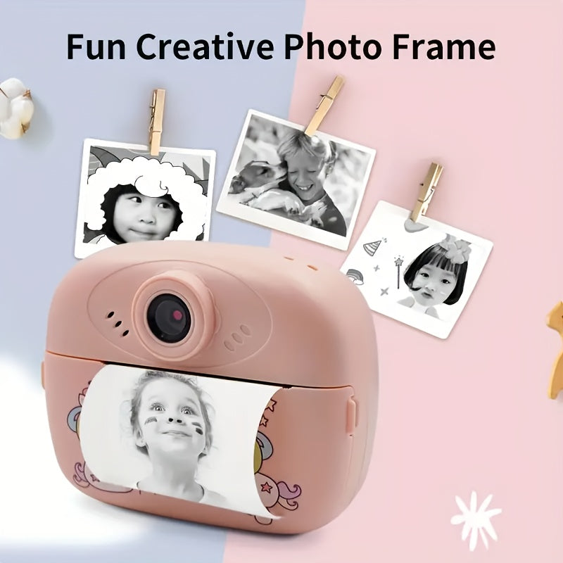 Youth HD Dual-Camera Digital Toy - DIY Photo & Video, Games, Print Mode - Pink/Blue, USB Rechargeable