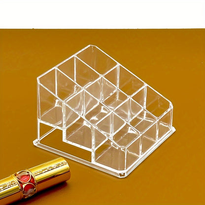 Stylish organizer for lipstick with multiple compartments made of lightweight plastic, ideal for bathroom and vanity storage.