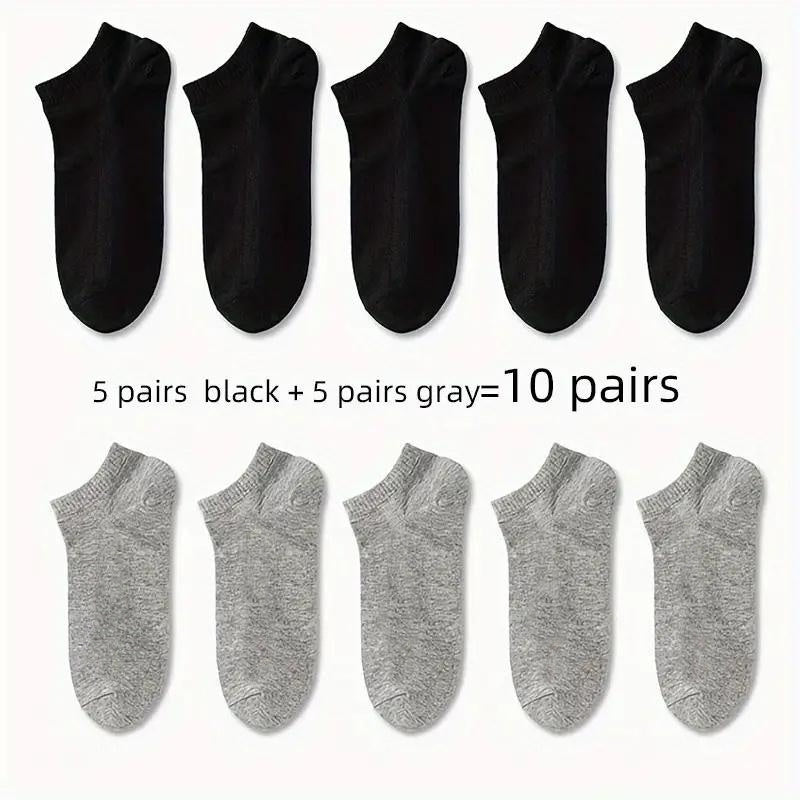 10 pairs of comfortable and breathable men and women ankle socks for spring and summer.