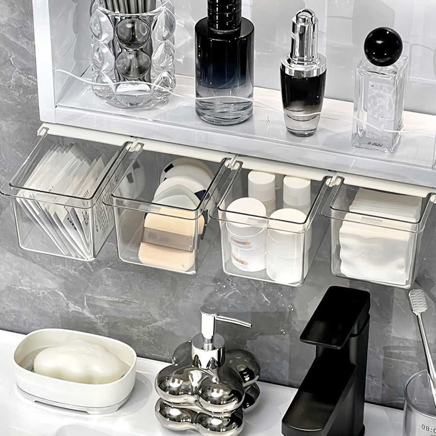 Convenient Cosmetic Organizer for Wall Mounting or Desktop Use - Easy Installation, Ideal for Organizing Cosmetics and Toiletries in Bathroom or Bedroom