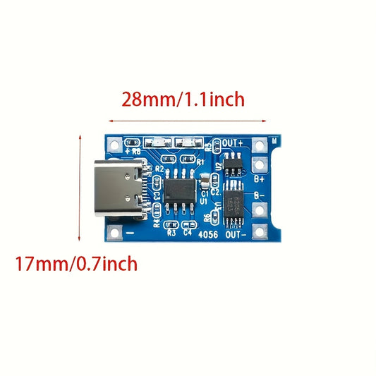 15 плат зарядки аккумуляторов TP4056 с интерфейсами Type-C и USB, защита от перезарядки - идеально подходит для DIY проектов.