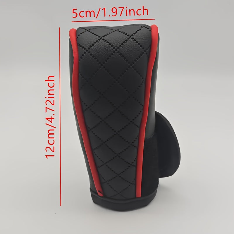 Black PU Leather Anti-slip Car Gear Shift Knob Cover for Driving Control.