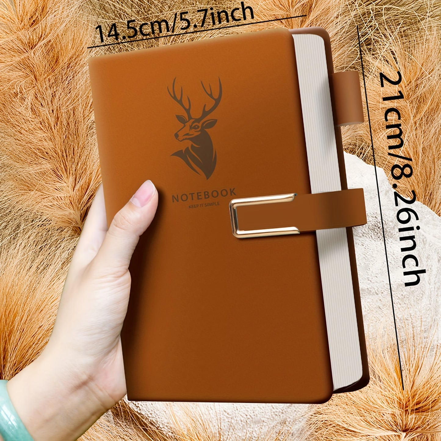 Classic A5 hardcover notebook made of waterproof faux leather with a magnetic closure, perfect for college and office notes.