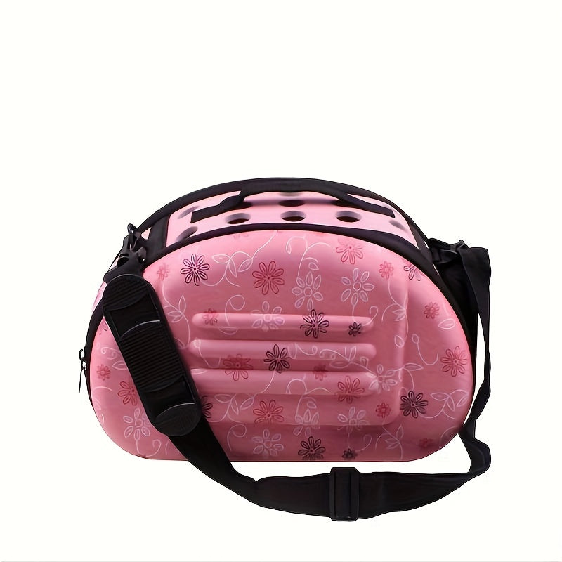 Portable, foldable cat carrier with breathable design and durable shell, ideal for outdoor adventures.