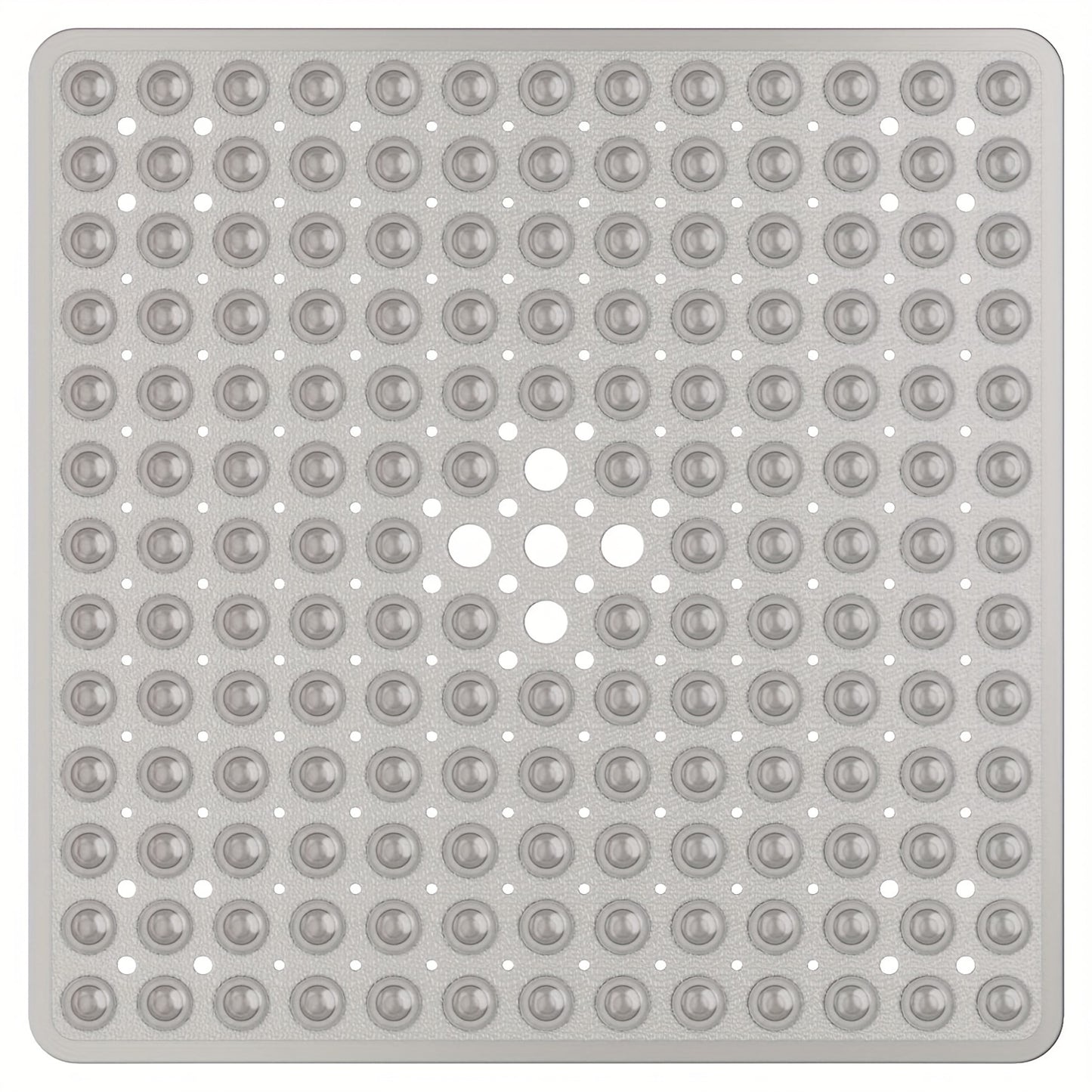 Непоскользящий квадратный коврик для ванны с присосками, сливным отверстием и машинной стиркой; идеален для безопасности в ванной.