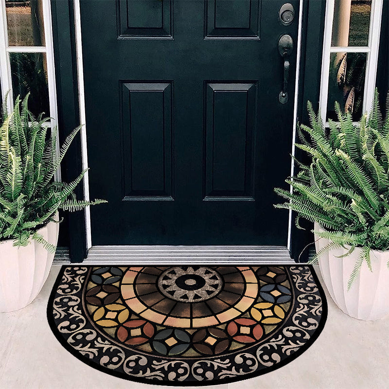 Experience the elegance of this Vintage Half Round Entryway Rug crafted from luxurious crystal velvet, complete with a non-slip backing and modern print design. Perfect for adding a touch of luxury to your living room, bedroom or entryway.