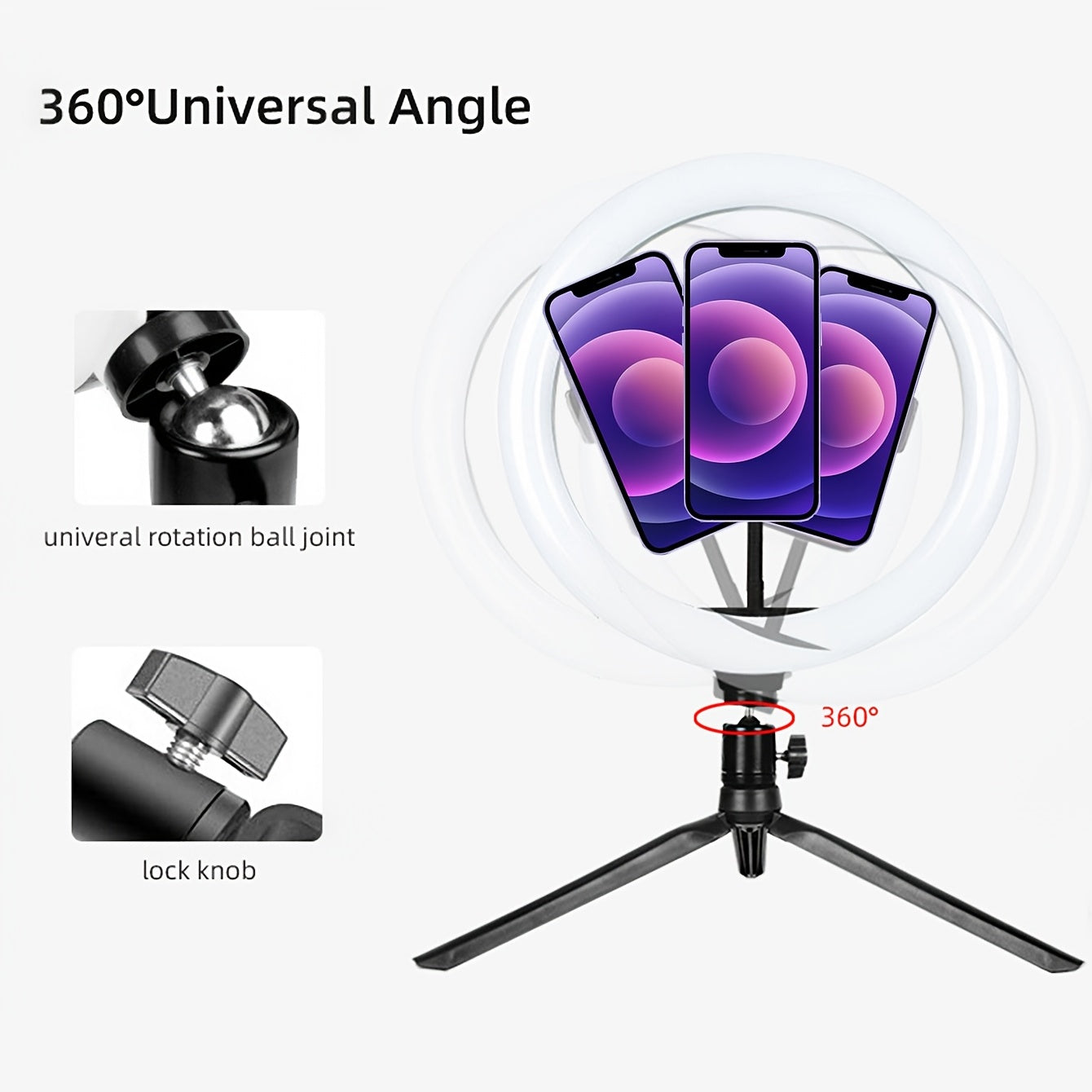 Professional 10" Fill Light Set with 360° Rotation & Multifunctional Switch - Ideal for Photography & Videography!