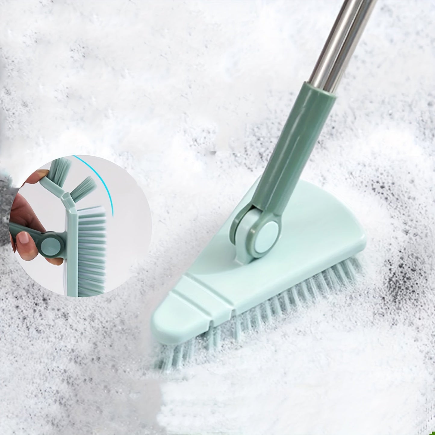 One piece of floor scrub brush with a long handle and stiff bristles, suitable for cleaning showers, bathtubs, tiles, walls, kitchens, bathrooms, and balconies. The brush is detachable and measures 37.4 inches in length.