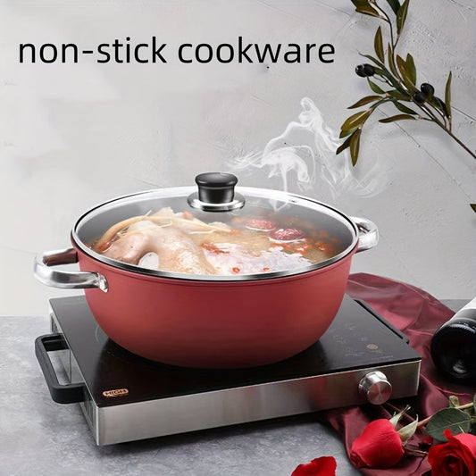 Durable Cast Iron Stew Pot with Non-Stick Coating, High-Temperature Resistance, Suitable for Electric and Gas Cooking, Ideal for Healthy Home Cooking, Features a Flat Base for Even Heating - Quality Kitchenware