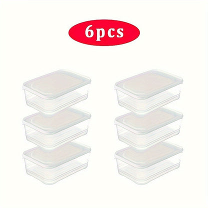 6 pieces of Polypropylene Refrigerator Storage Boxes featuring a 1200ml Large Capacity, Food Contact Safety, ideal for organizing fruits and food items, space-efficient design suitable for kitchen, outdoor picnics, ensures safety in microwave and