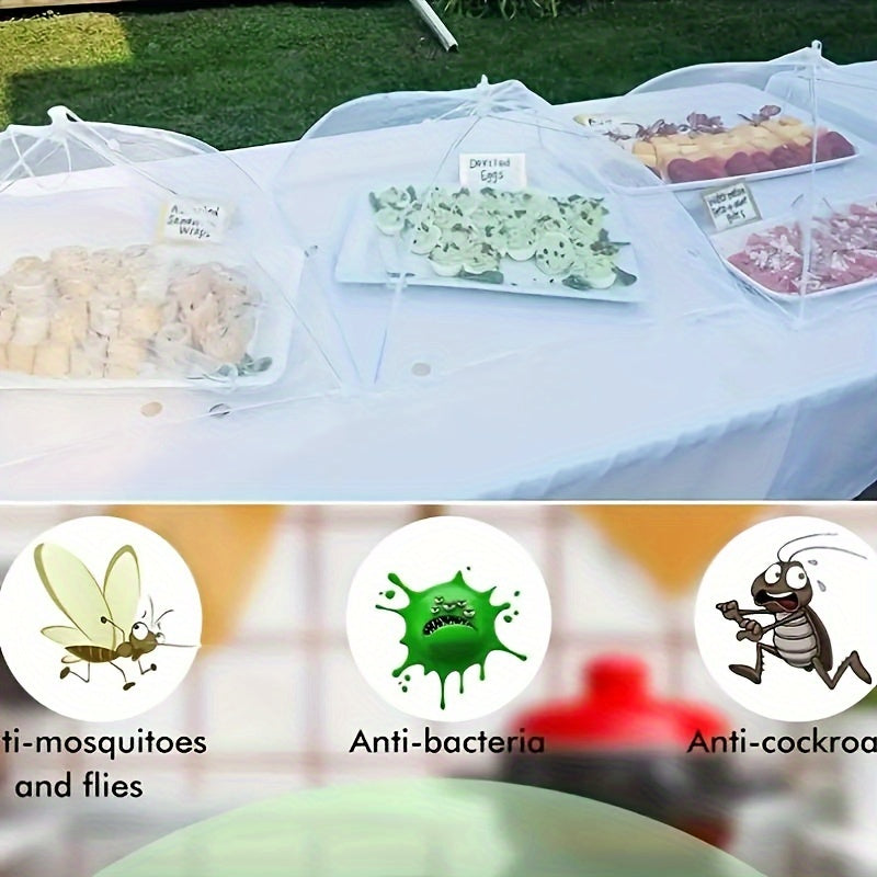 Removable and washable outdoor food cover for tables, protects from insects.