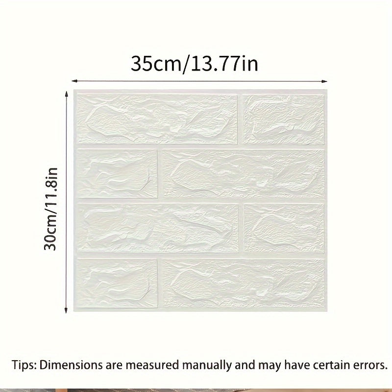 White 3D Wall Stickers - Pack of 10/20, Self-Adhesive PE Polyethylene Material, Waterproof and Mildew-Resistant, Ideal for DIY Home Decor in Living Room, Bathroom, Kitchen